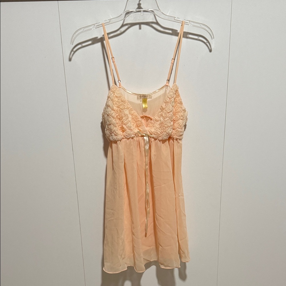 Peach Sleeveless Nightgown with Floral Detail